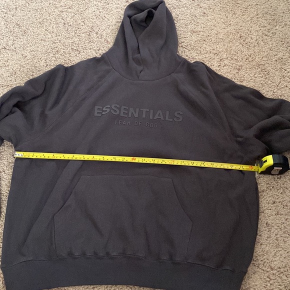 NWT ESSENTIALS FEAR OF GOD Off Black Waffle Knit Raglan Hoodie - Picture 7 of 7